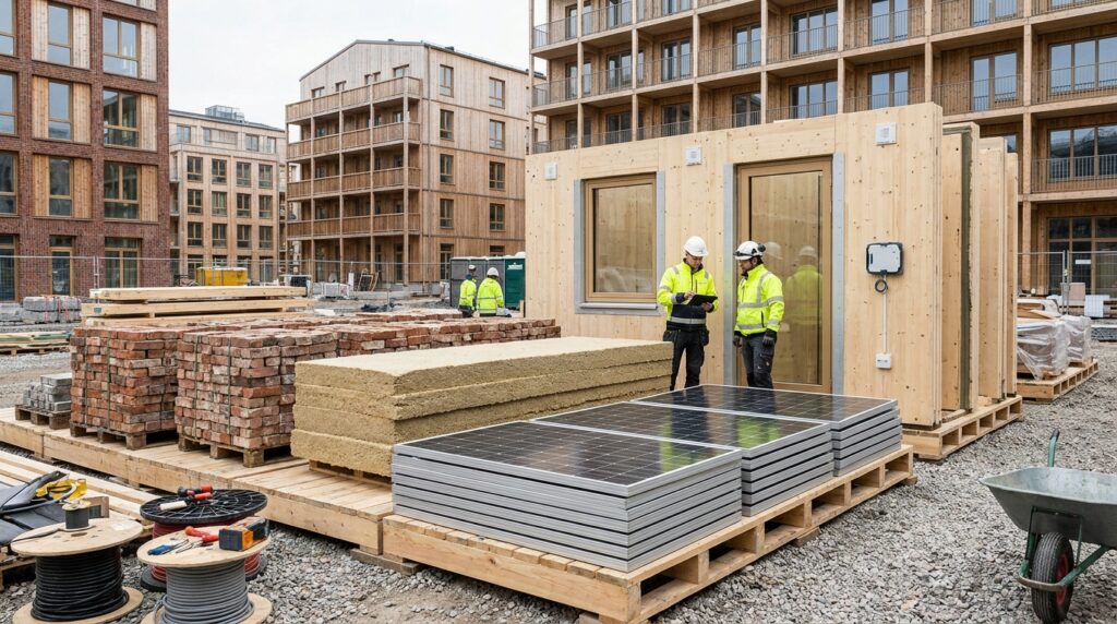 Matériaux circulaires et composants bas carbone sur un chantier européen contemporain