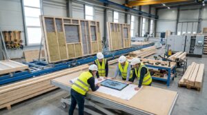 Panneaux ossature bois préfabriqués en atelier pour un chantier de logement performant
