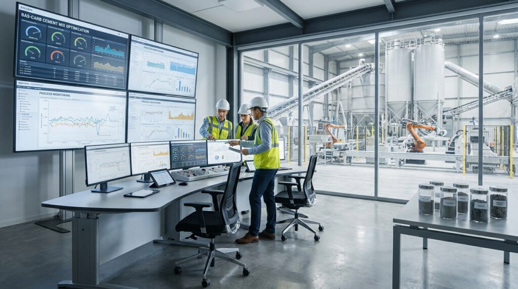 Pilotage industriel du ciment bas carbone avec supervision numérique et contrôle qualité en centrale béton