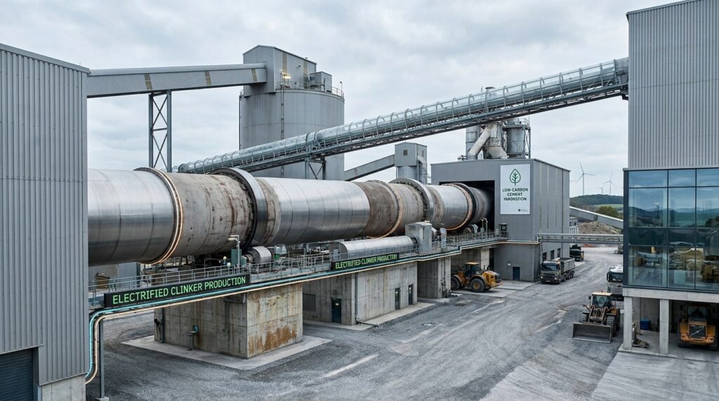 Usine cimentière bas carbone avec four électrifié et ligne de production de clinker moderne