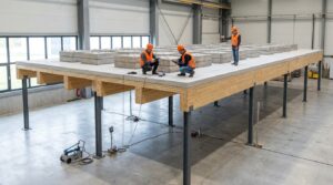 Essai de charge d'une dalle plate composite bois-béton à l'échelle réelle